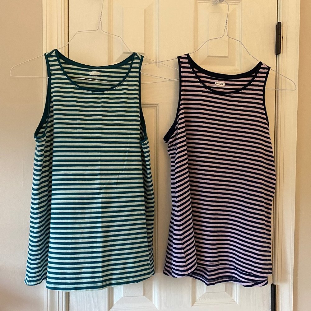 Two Old Navy Striped Flowy Cotton Shirts